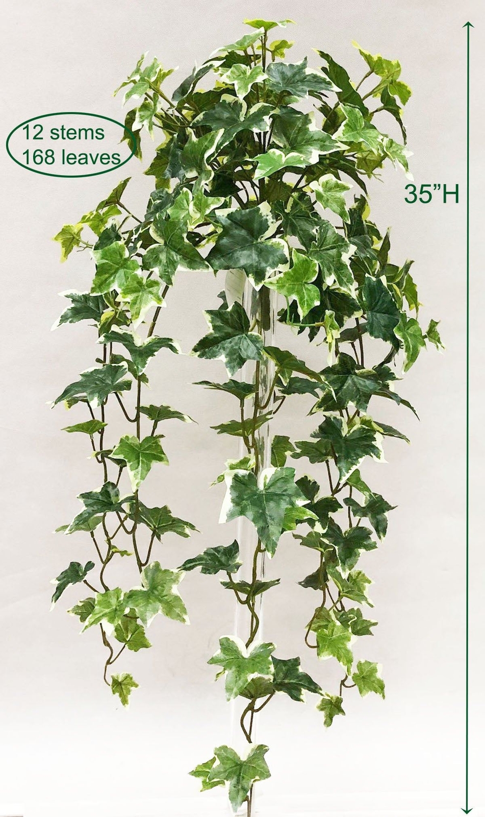 Vari. green Real Touch Sage Ivy Hanging Bush , 35″ H, with 168 Leaves, 12 Stems