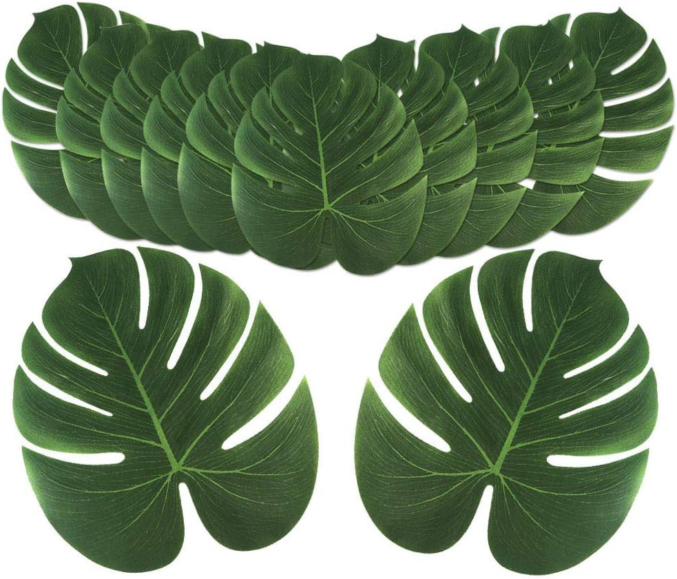 24 Pcs Large Artificial Tropical Palm Leaves for Luau Party Jungle Decorations