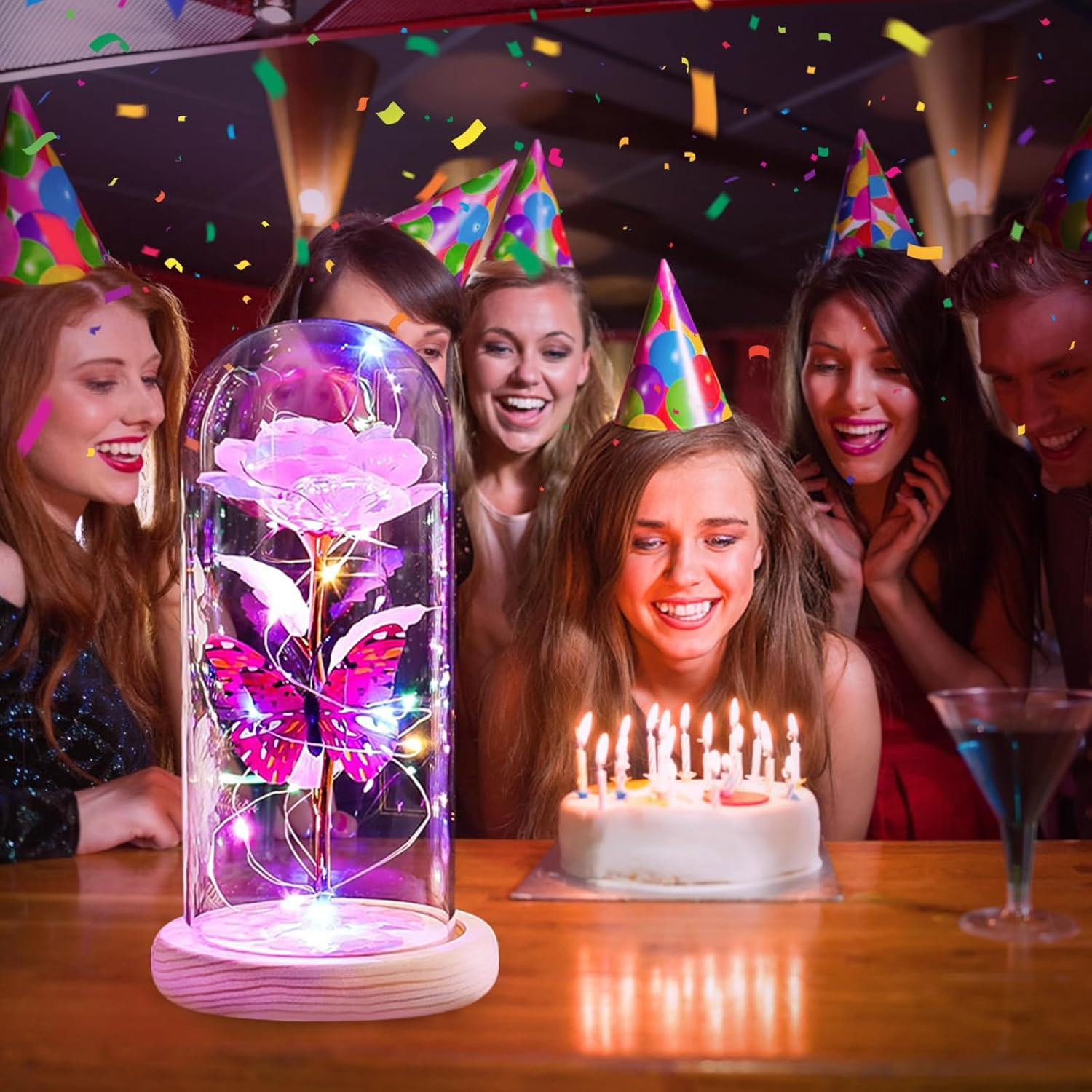 Rosas de cristal de galaxia regalos de cumpleanos para mujeres para mama abuela