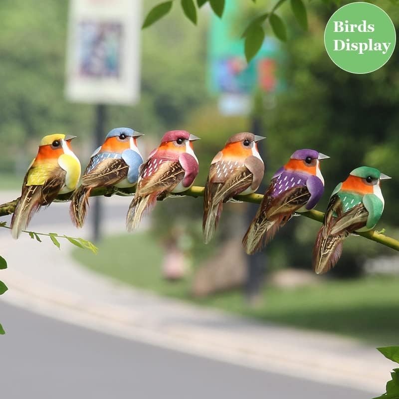 Charming 12pc Foam Feather Birds for Decorative Wreaths and Seasonal Displays