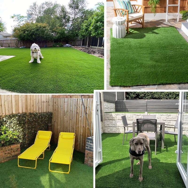 Boshuele 20mm Grass Height Realistic Artificial Turf with Drainage Holes, Reu…