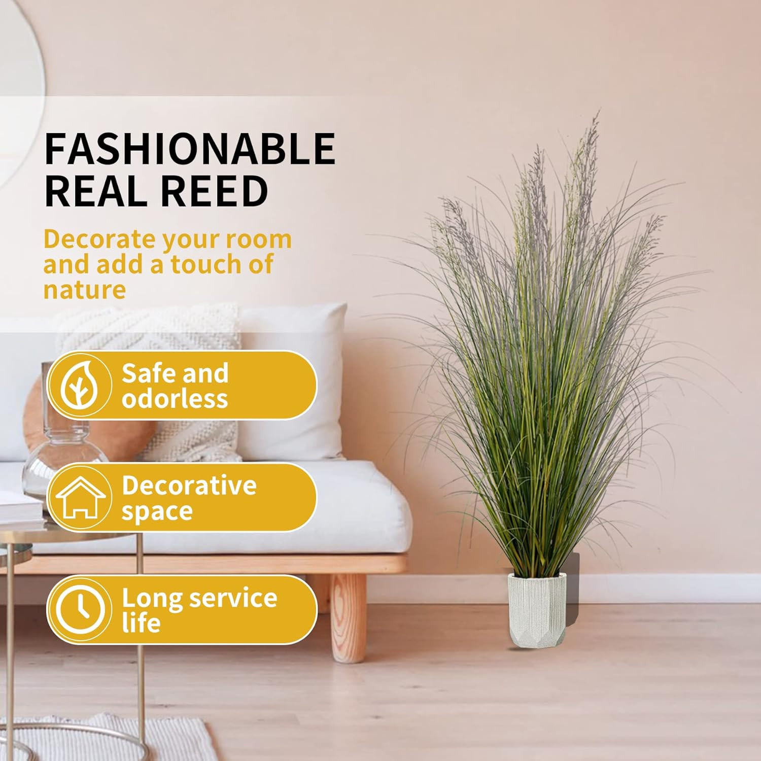5Ft Tall Artificial Grass Plant – 2 Pack Faux Indoor Decor in Pot