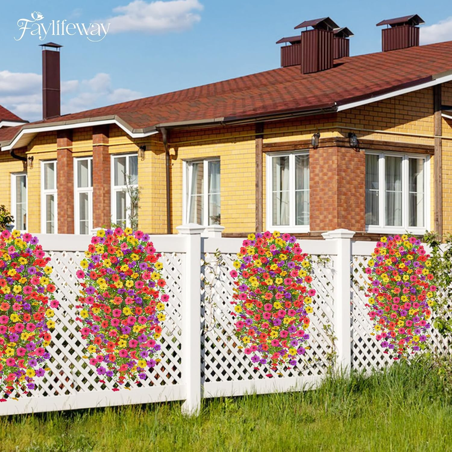 UV Resistant Artificial Hanging Flowers – 8PCS Spring Decor for Indoors & Outdoo