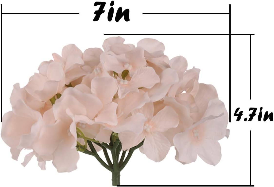 Silk Hydrangea Heads Artificial Flowers Heads with Stems for Home Wedding Dec…