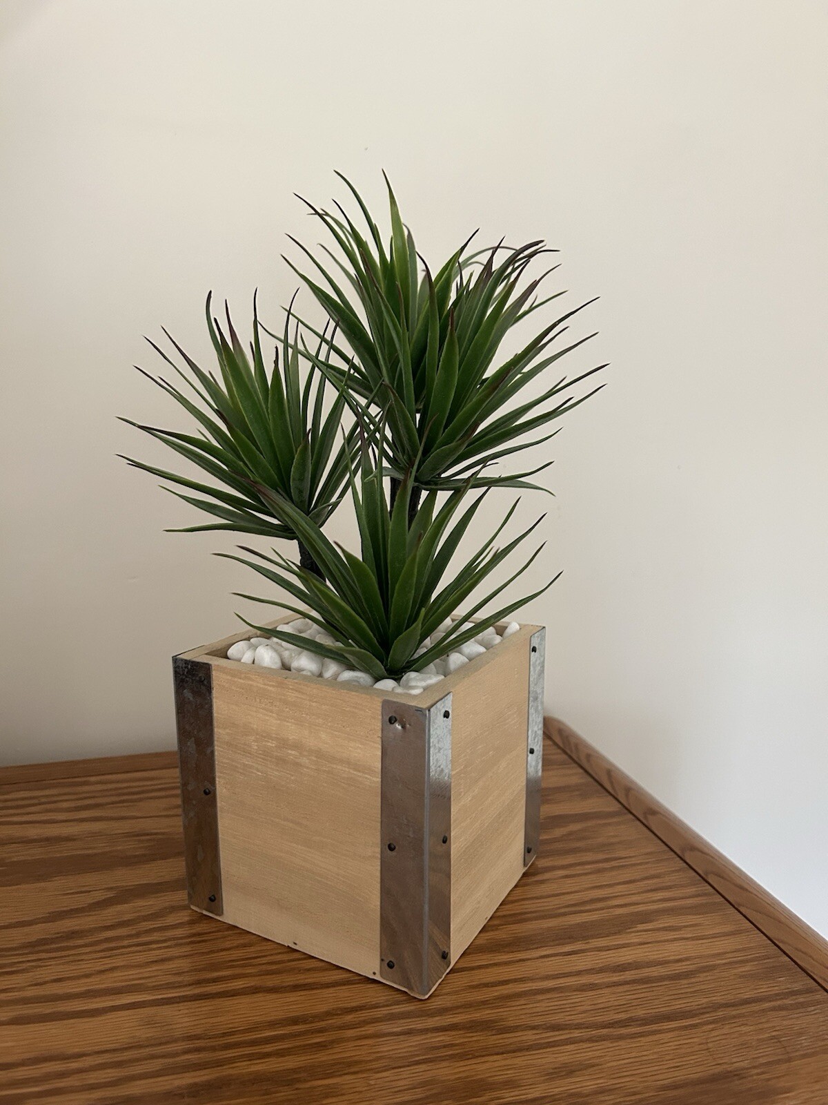 Artificial Small Green Tree Plant In Wooden Box Planter