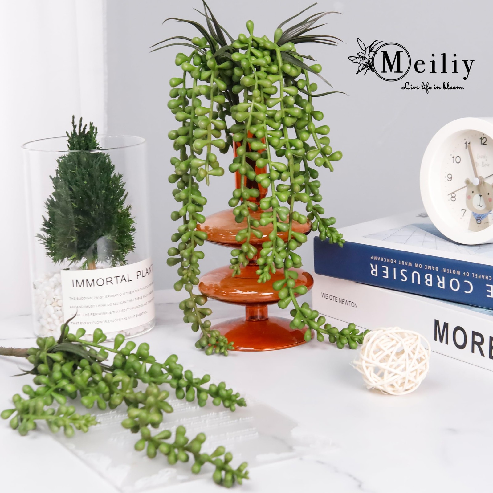 Meiliy 4pcs Artificial Succulent Plants Hanging Succulent Plants Faux Succulents