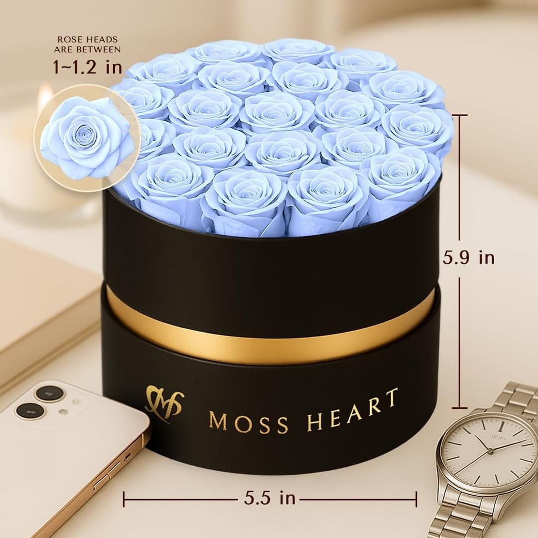 Petite Preserved Forever Roses In Round Box Long Lasting 1+ Year Gift For Her