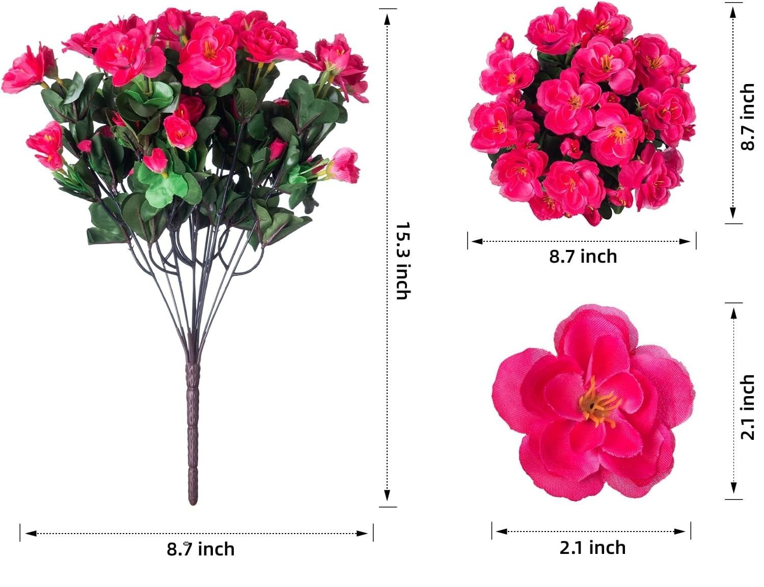 Artificial Fake Pink Flowers Plants for Spring Outdoor, 3 bundles
