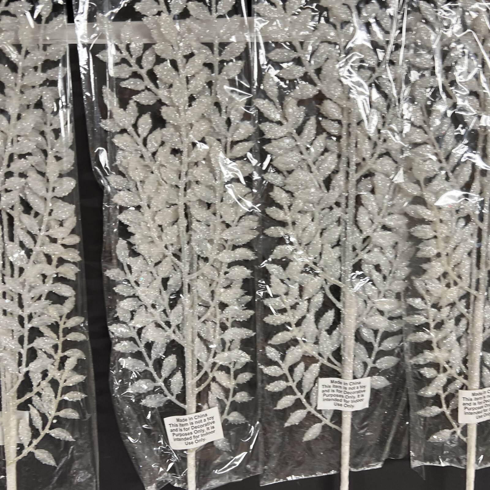 6pc Shimmering Leaf Picks Twig Branch White Valerie Parr Hill Christmas 24.5”