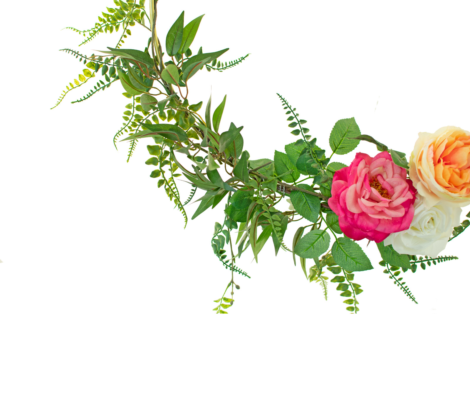 Floral Door Wreath Artisanal Home Decor Artificial Flowers Greenery 18in