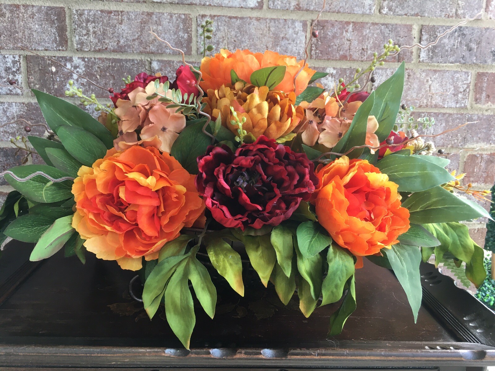 Year Round Floral Arrangement Burgundy And Orange Centerpiece Fall Centerpiece