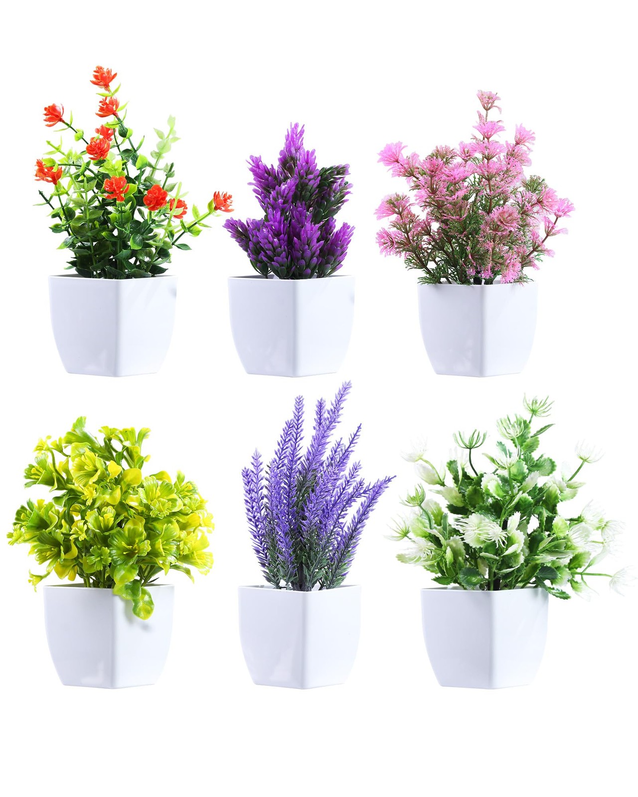 6 Pack Fake Plants Mini Artificial Greenery Potted Plants for Home Decor Indo…
