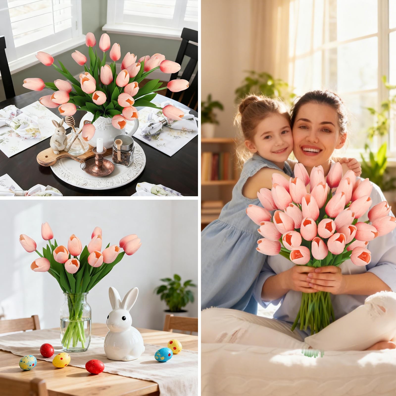Artificial Tulips Flowers Fake Latex Tulip Stems – 30pcs Real Touch Faux Mult…