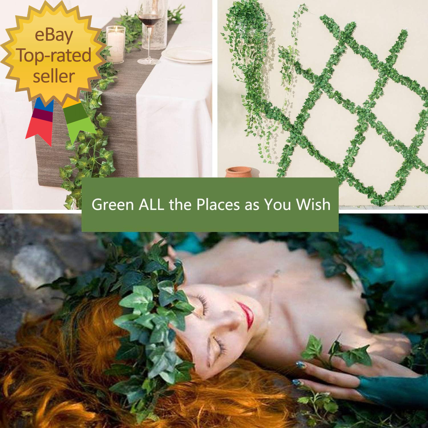 12 Pack Fake Vines for Room Decor Artificial Ivy Garland with Clip Green Flowers