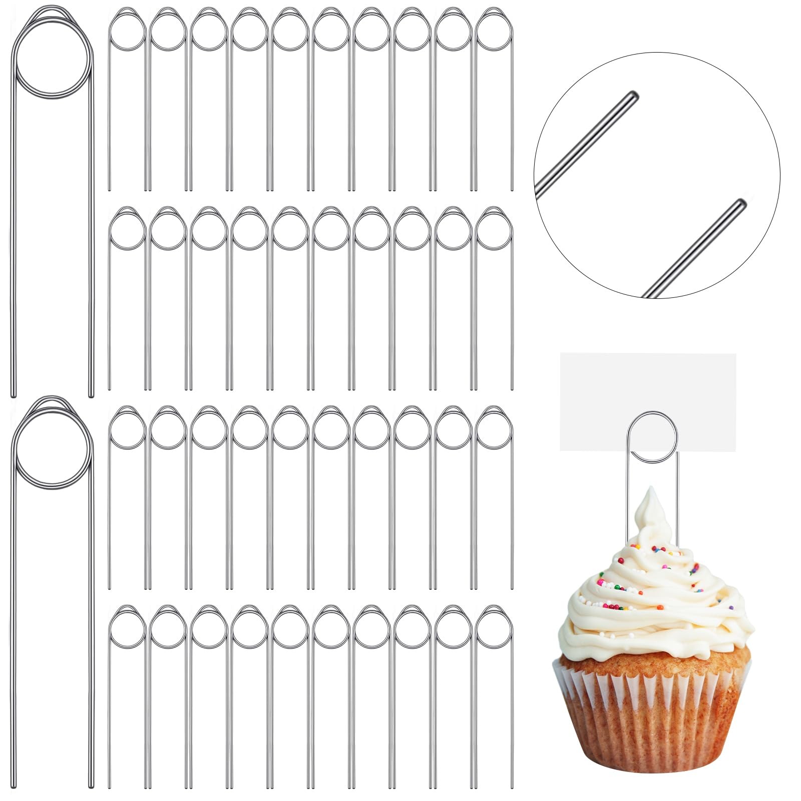 100 Pcs Floral Card Holder Picks 2.36 Stainless Steel Pin Sign Holder Pin Wir…