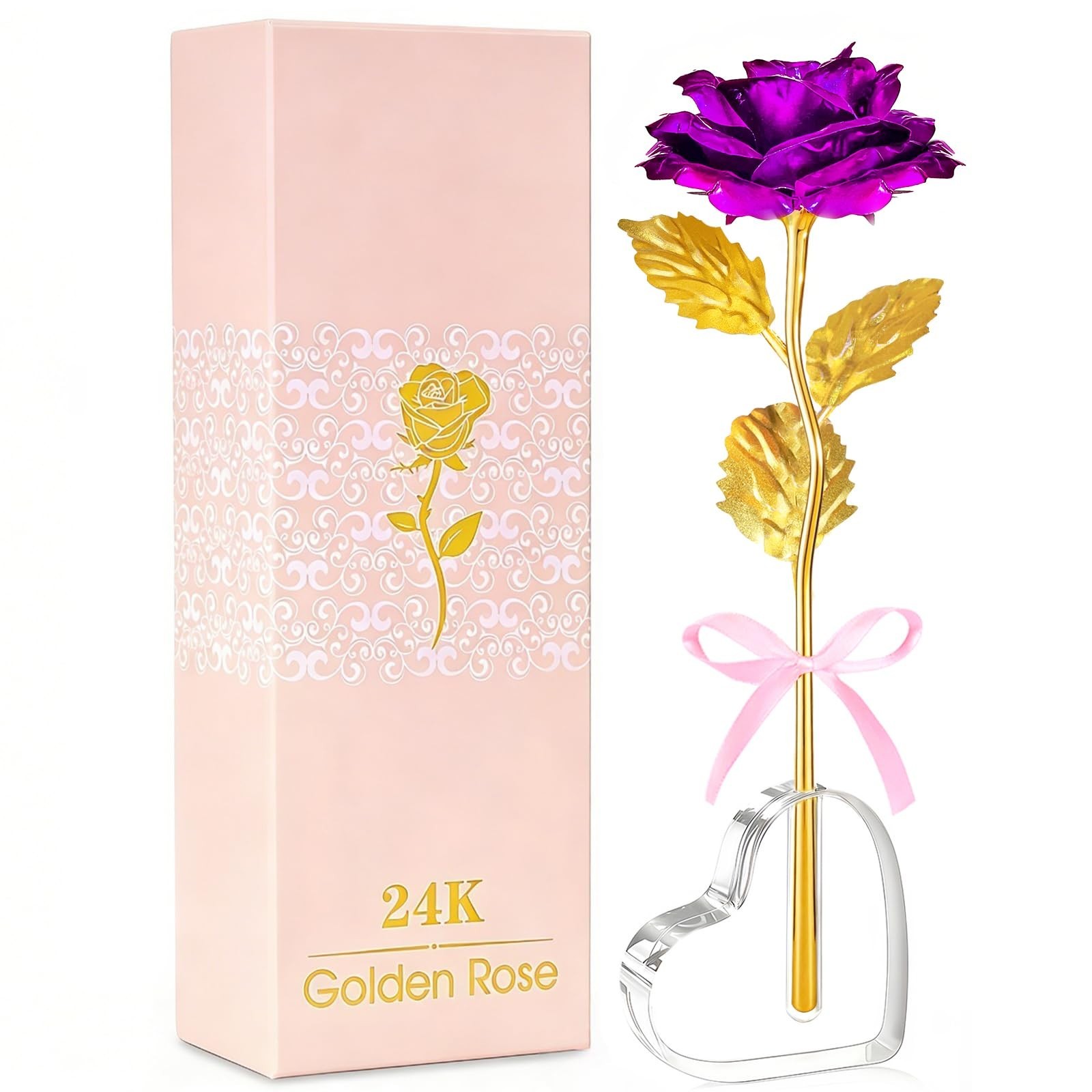 Eternal Roses in Heart Shaped Vase – Perfect Mother’s Day Gifts for Mom, Grandma