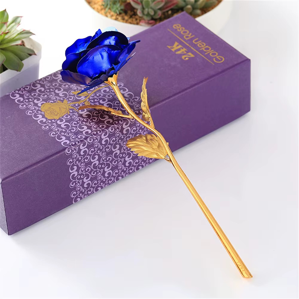 24K Gold Foil Rose Flower Creative Gift Emulated Flower Valentine’S Day Gift Si