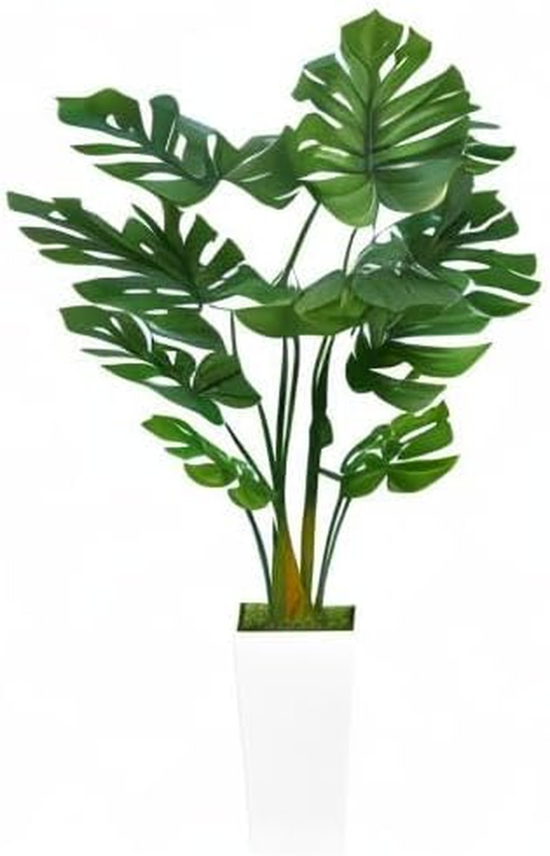 Artificial Monstera Deliciosa Plant 5FT – Faux Tropical Palm Tree with White Tal