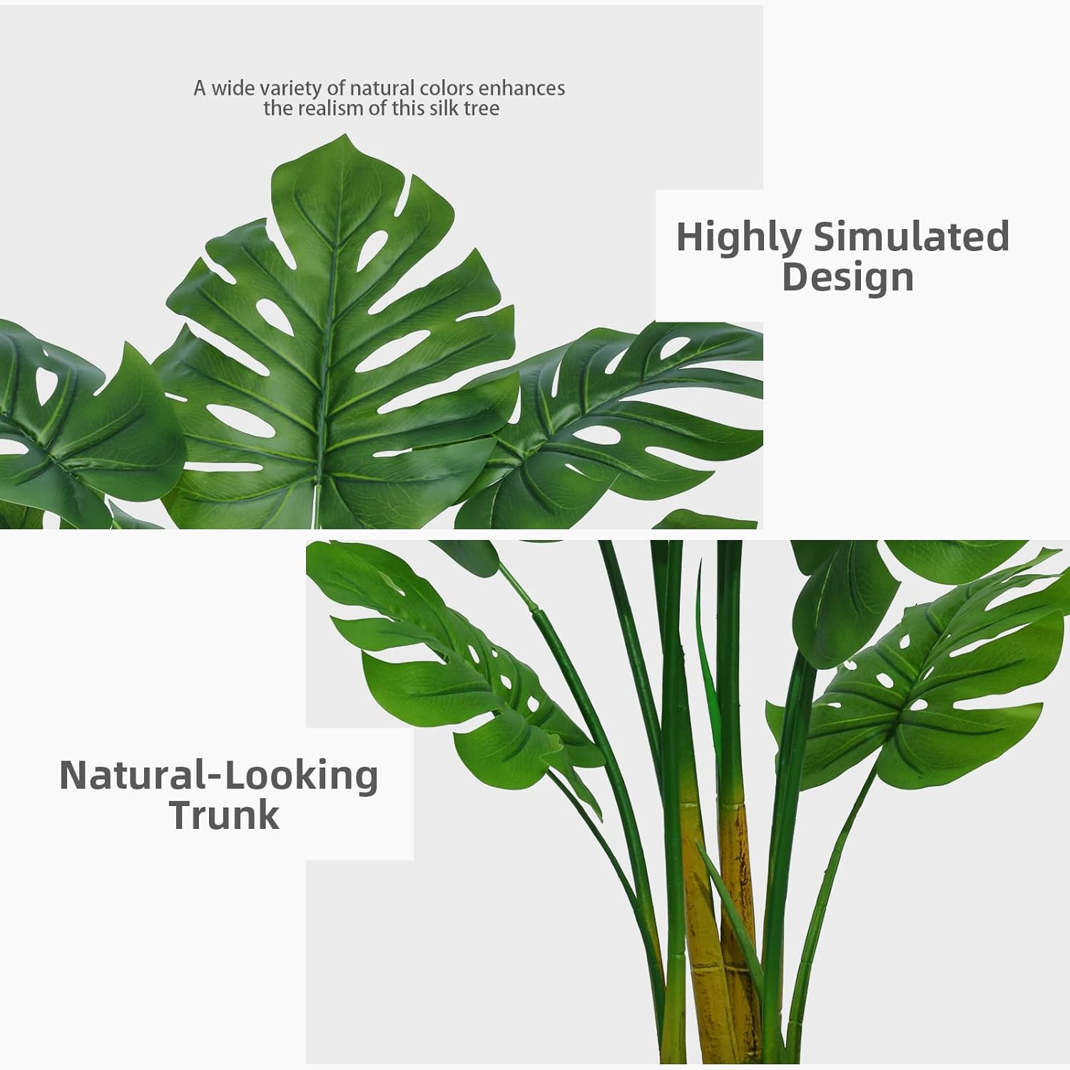 Artificial Monstera Deliciosa Plant 5FT – Faux Tropical Palm Tree with White Tal
