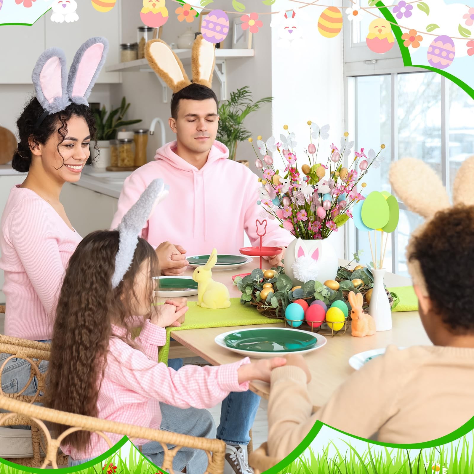 12 Pcs Artificial Easter Bunny Picks Stems Spring Floral Tree Branches with E…