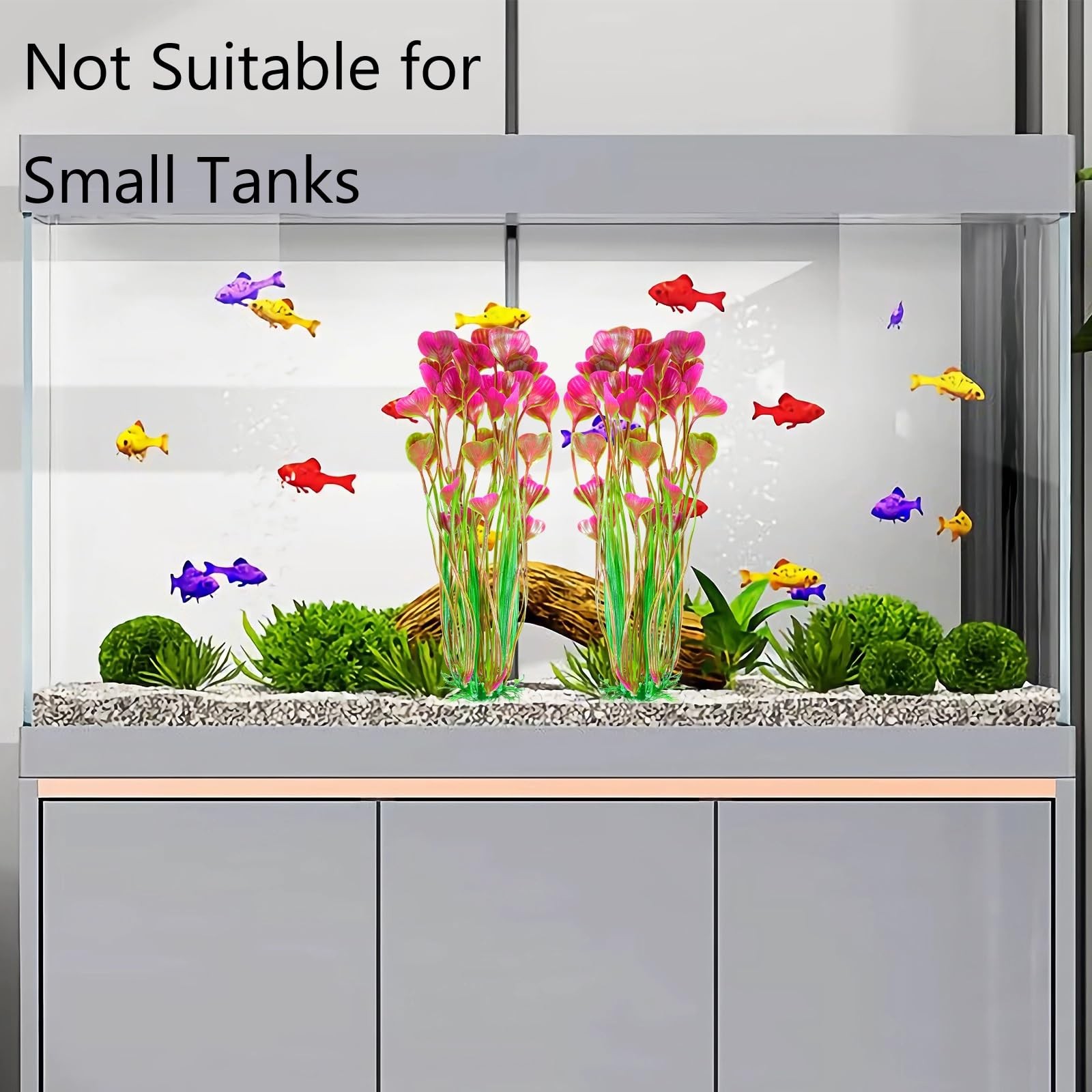 Artificial Fish Tank Plants Plastic Aquarium Large Red Decorations 15.5 In 2 PCS