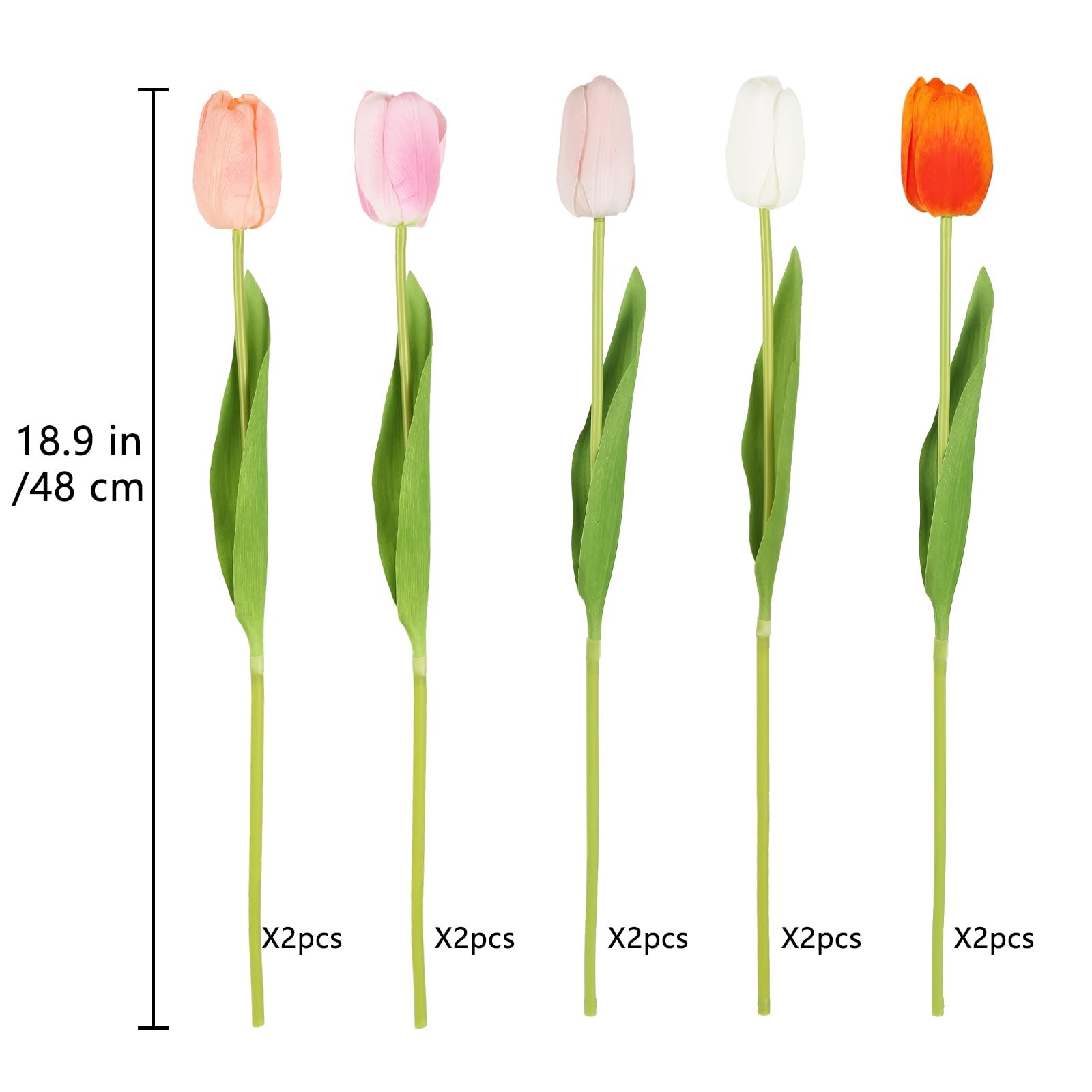 10PCS Real Touch Tulips Artificial Flowers 18.9″ Realistic Faux Tulips Fake S…