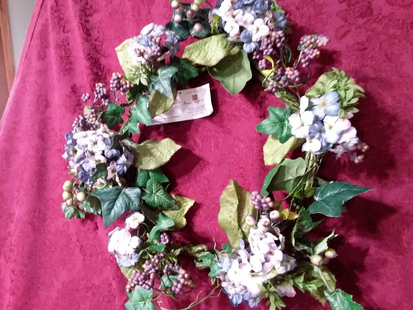 Home Interiors Lavender/ Purple Hydrangea Wreath/Garland – NEW/FREE SHIPPING
