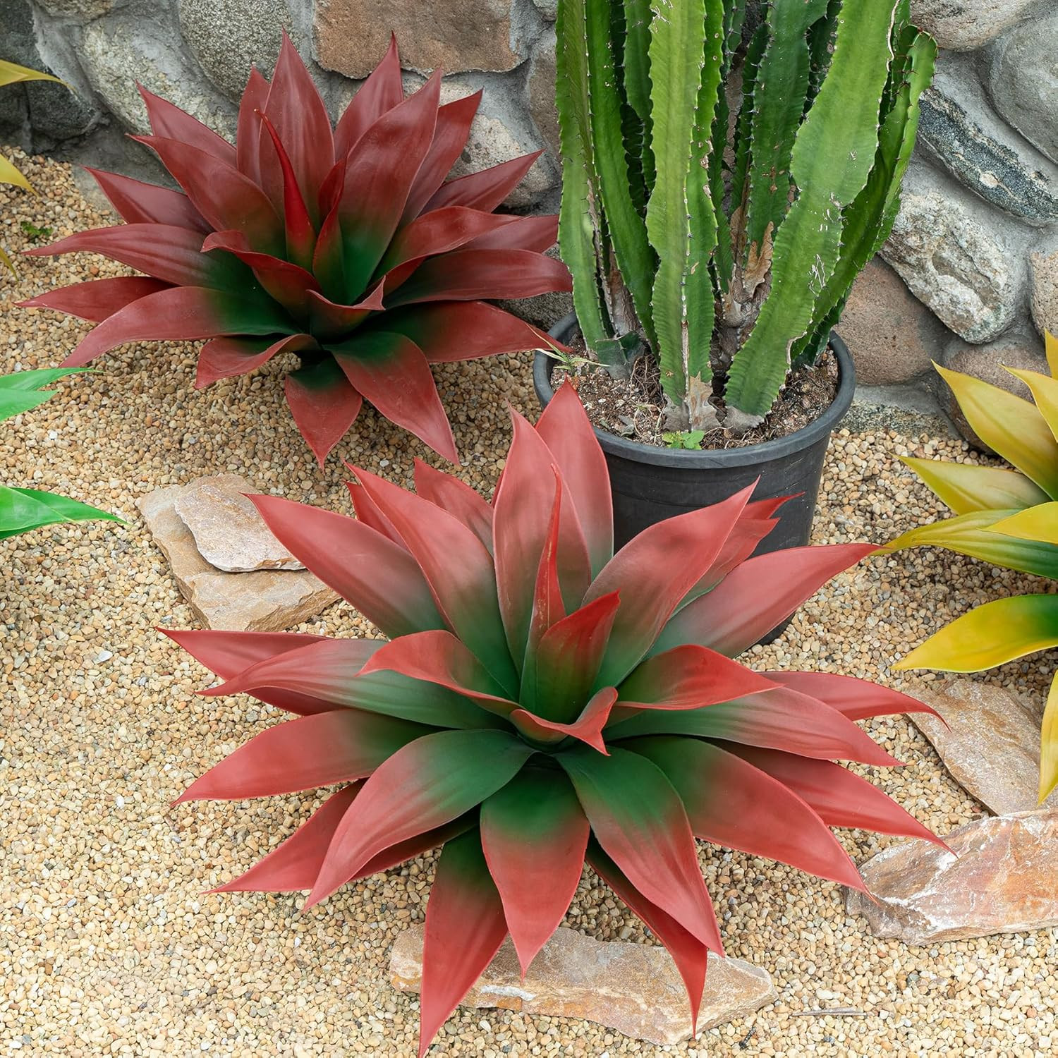 Artificial Agave Plants,Large UV Resistant Fake Agave Planters for Indoor and Ou