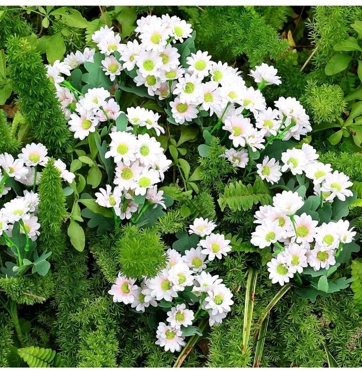 24 Bundles Artificial Daisy Flowers for Outdoor – Fake Mums Faux UV Resistant…