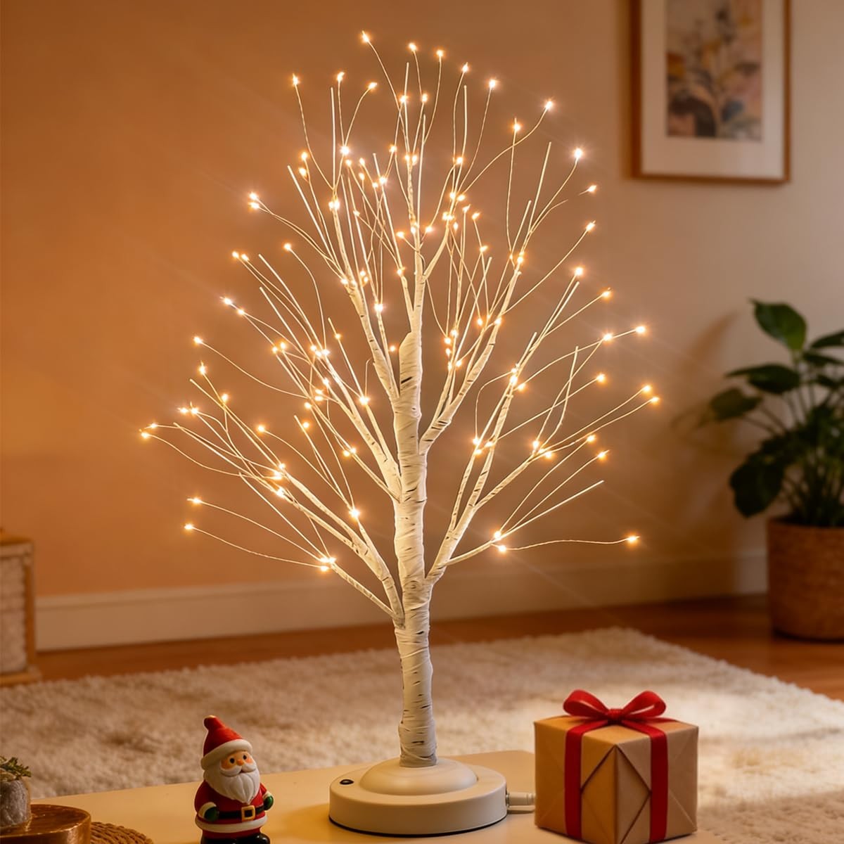 2 Ft 144 LED Artificial Bonsai Tree Lamp Warm White Fairy Light USB Battery