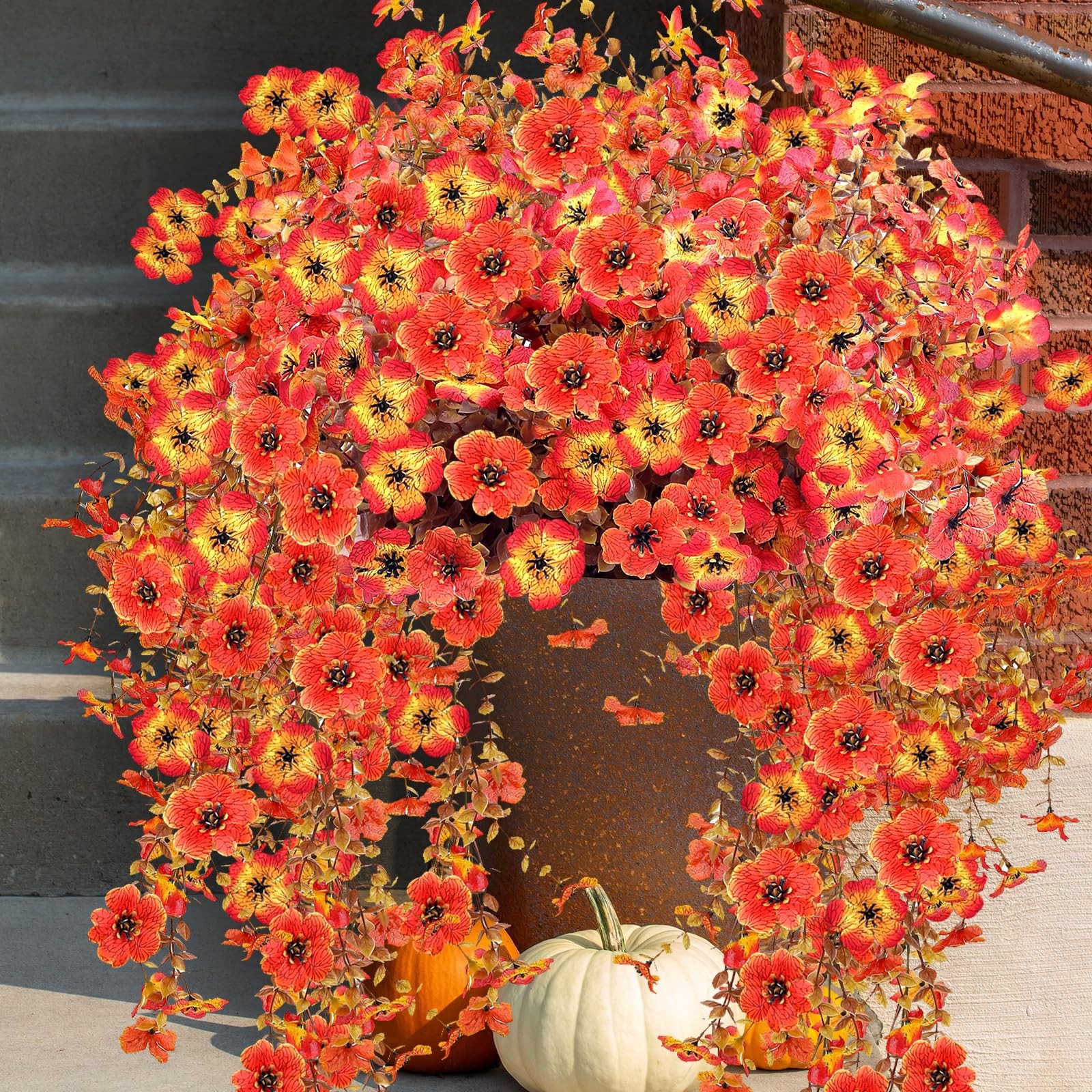 Outdoor Artificial Fall Flowers 6PCS, All Weather Fade Proof, UV Resistant Wa…