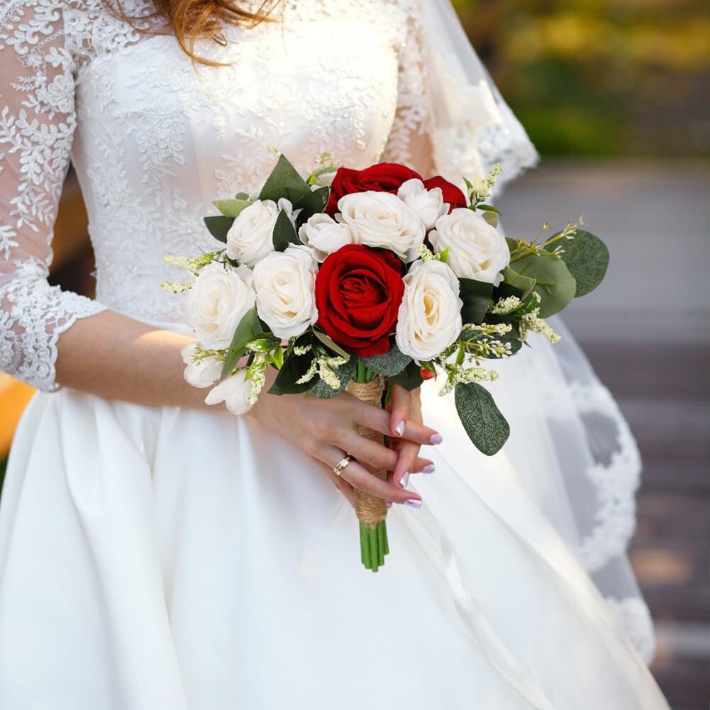 Eforcase Wedding Rose Bouquet Bridesmaid Flower Bouquets, Artificial Flower R…