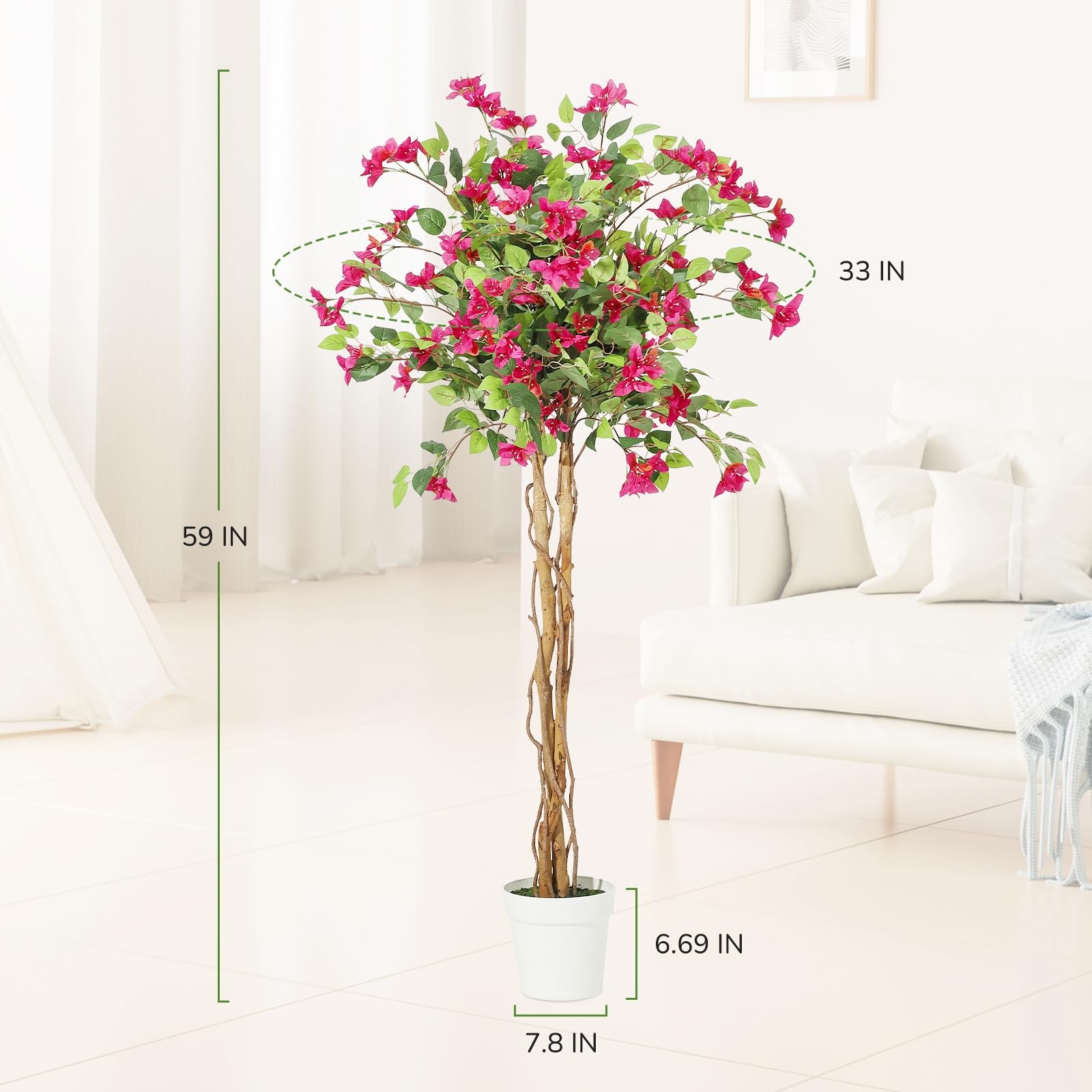 GarveeHome 5 ft Artificial Bougainvillea Tree, Tall Potted Artificial Plants …