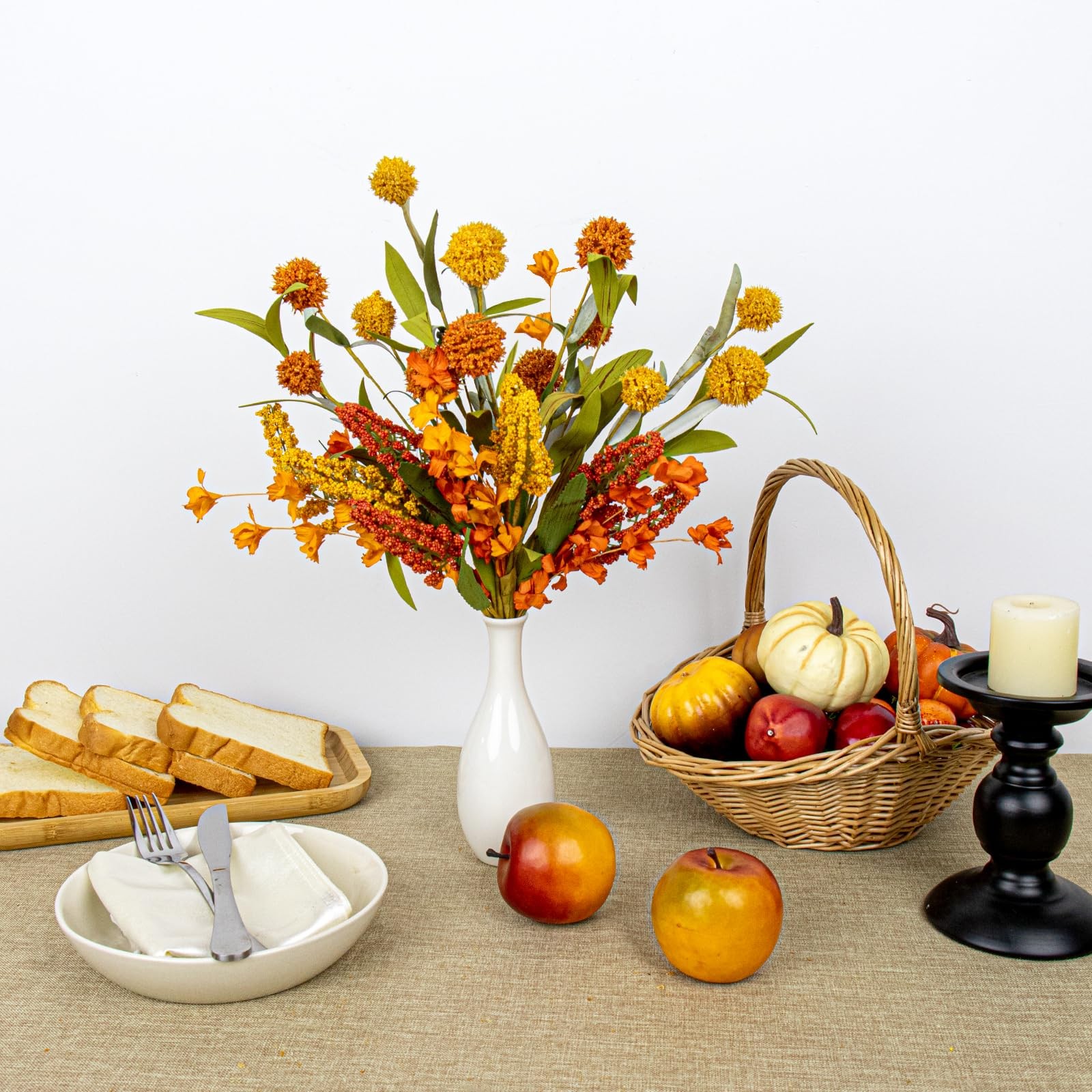 17 Inches Boho Autumn Flowers 8 PCs Faux Fall Flower Stems Rustic Fall Floral…