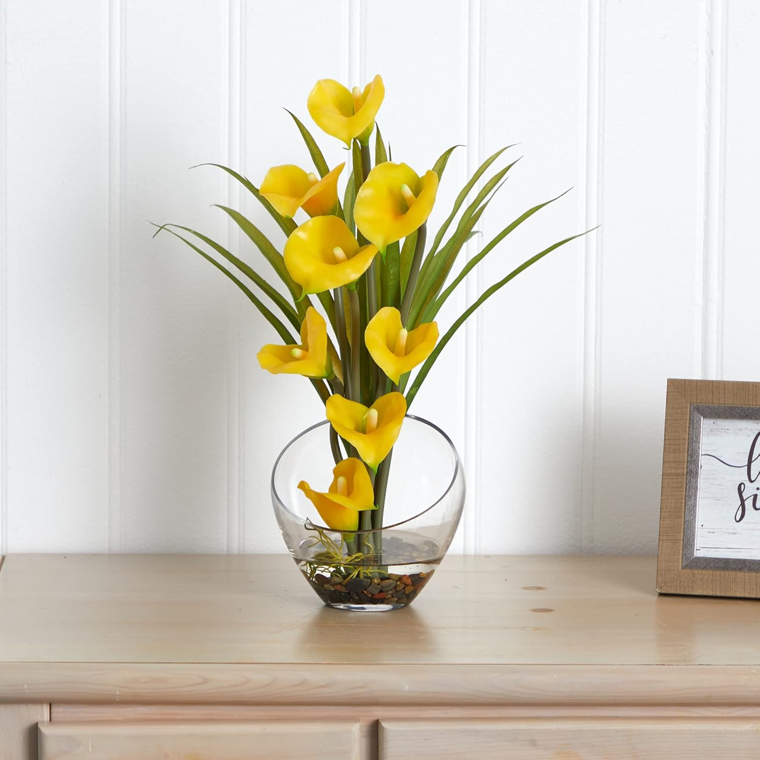 15.5In. Calla Lily and Grass Artificial Arrangement in Vase