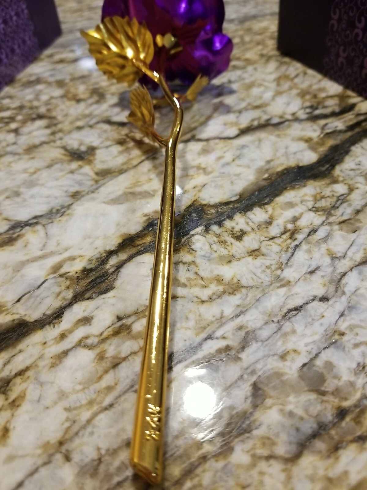 24K Gold Dipped Rose Blue Foil Petals 11″ 24k Rose Dipped Rose w/ box