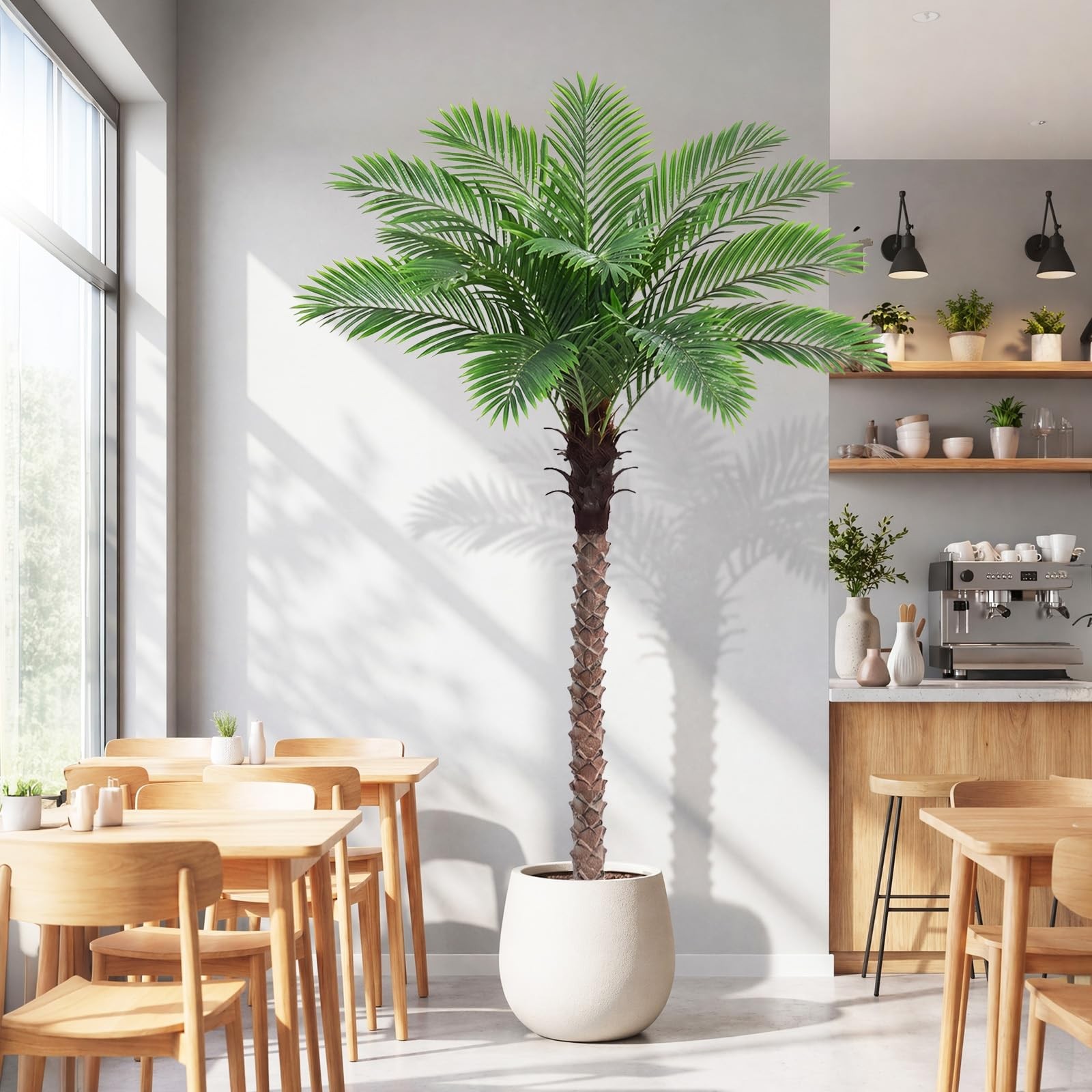 6FT Artificial Phoenix Palm Tree for Outdoors, UV Resistant Fake Coconut Silk…