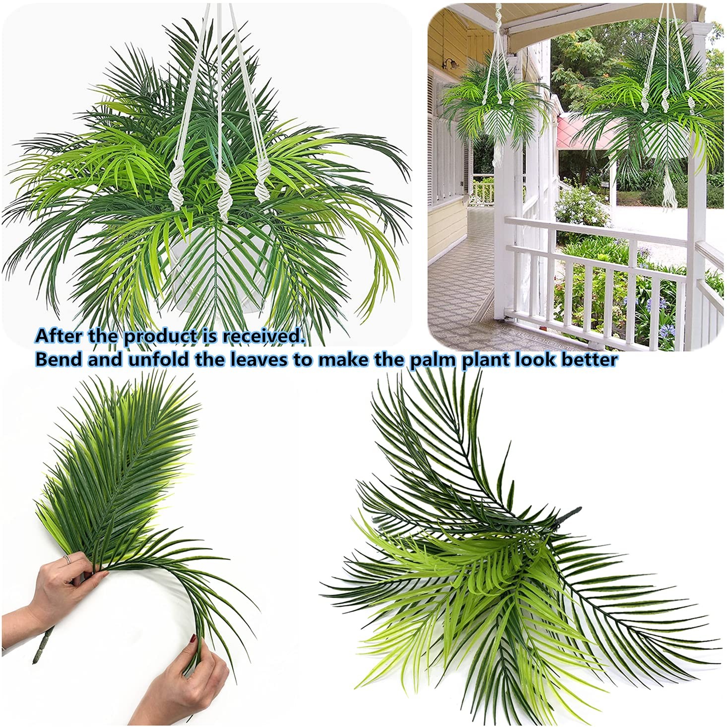 Artificial Tropical Palm Plants, Faux Plant Plastic Shrubs Fern Leaves Coconu…