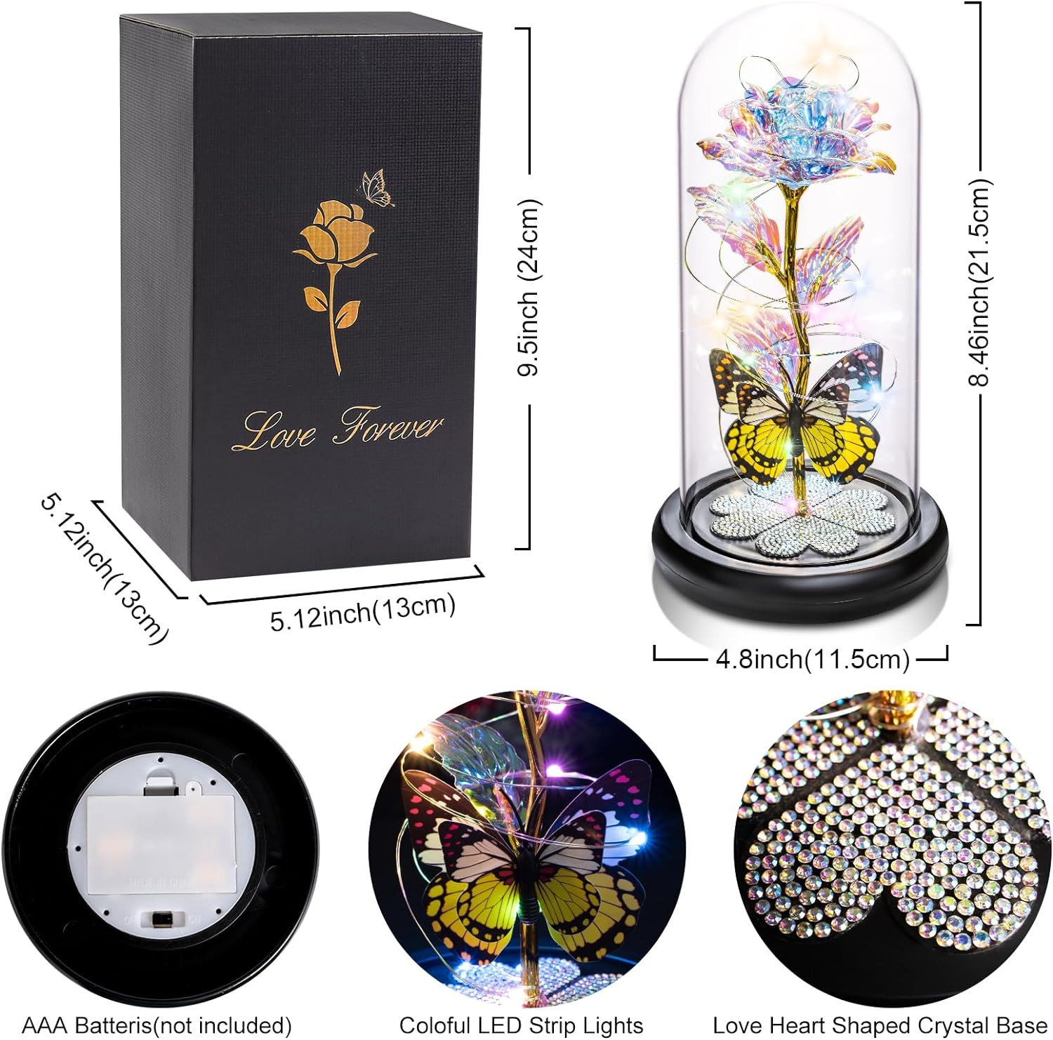 Mothers Day Galaxy Glass Rose Gifts for Mom Birthday Gift for Women