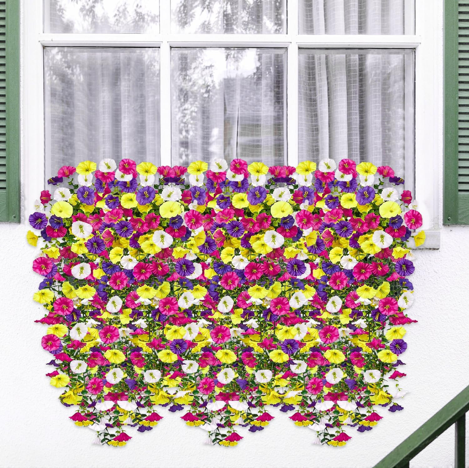12 Pcs UV Resistant Faux Silk Morning Glory Hanging Flowers for Outdoor Decor