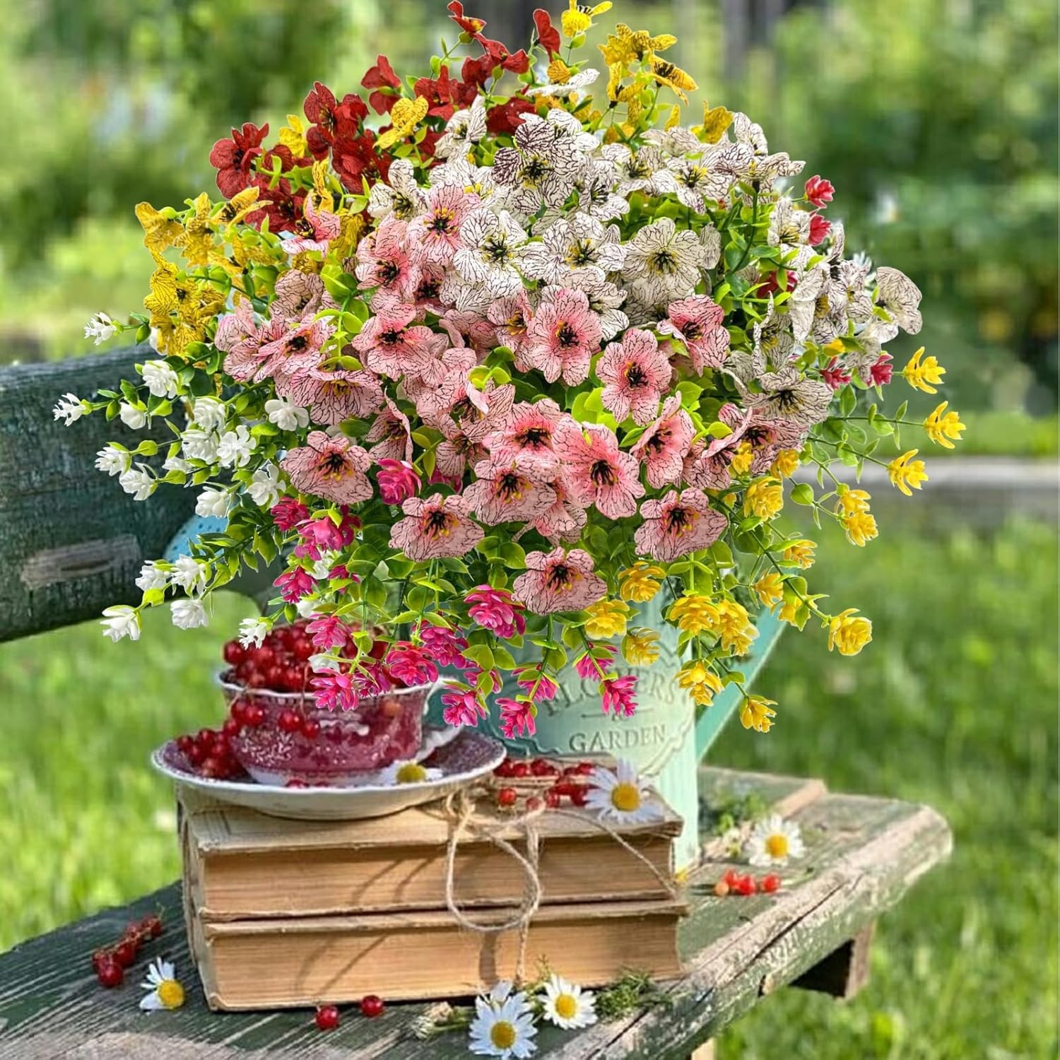 12-Piece Colorful Artificial Flowers Bundle – Perfect for Indoor and Outdoor Use