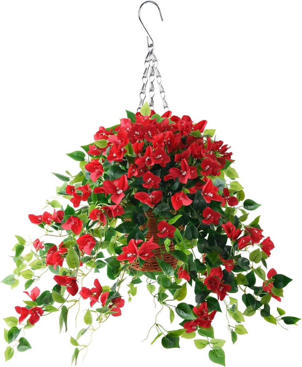Artificial Hanging Flowers Plants Basket for Outdoor Decoration,4 PCS Faux Si…