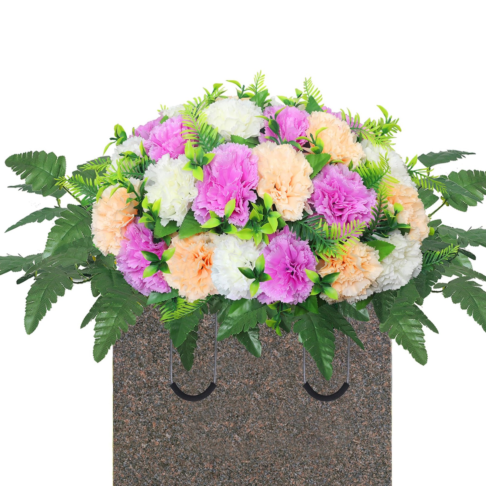 LOSFOTBO Artificial Cemetery Silk Flowers Saddle,Carnation Cemetery Headstone…