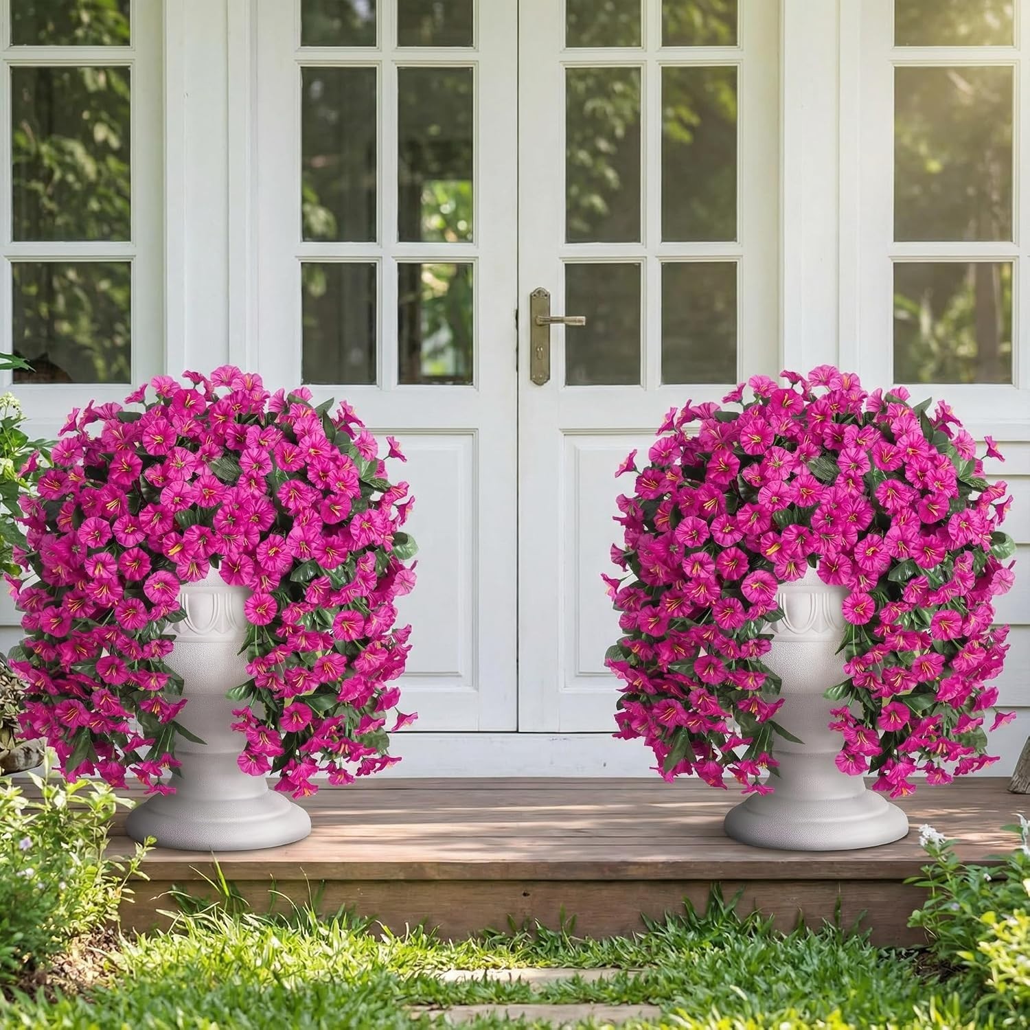 Artificial Fake Hanging Flowers Plants for Outdoor Outside Decoration, 2PCS F…