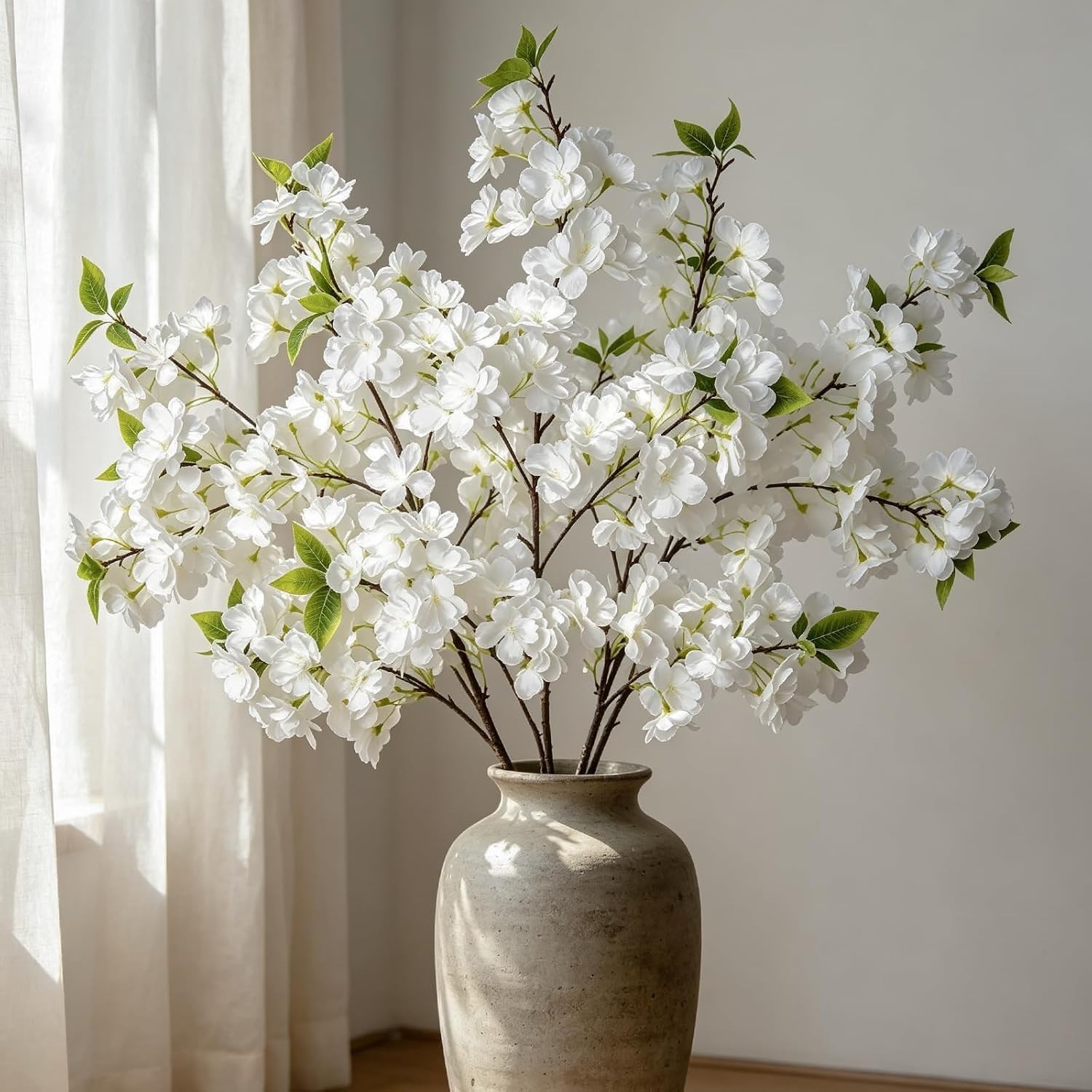 Faux Cherry Blossom Branches with Reattachable Blooms – 39 in for Stunning Vases
