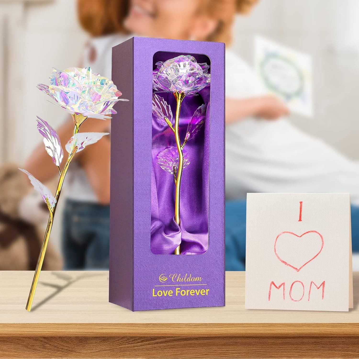 Colorful Artificial Rose Gift Box – Everlasting Romantic Floral Present for W…
