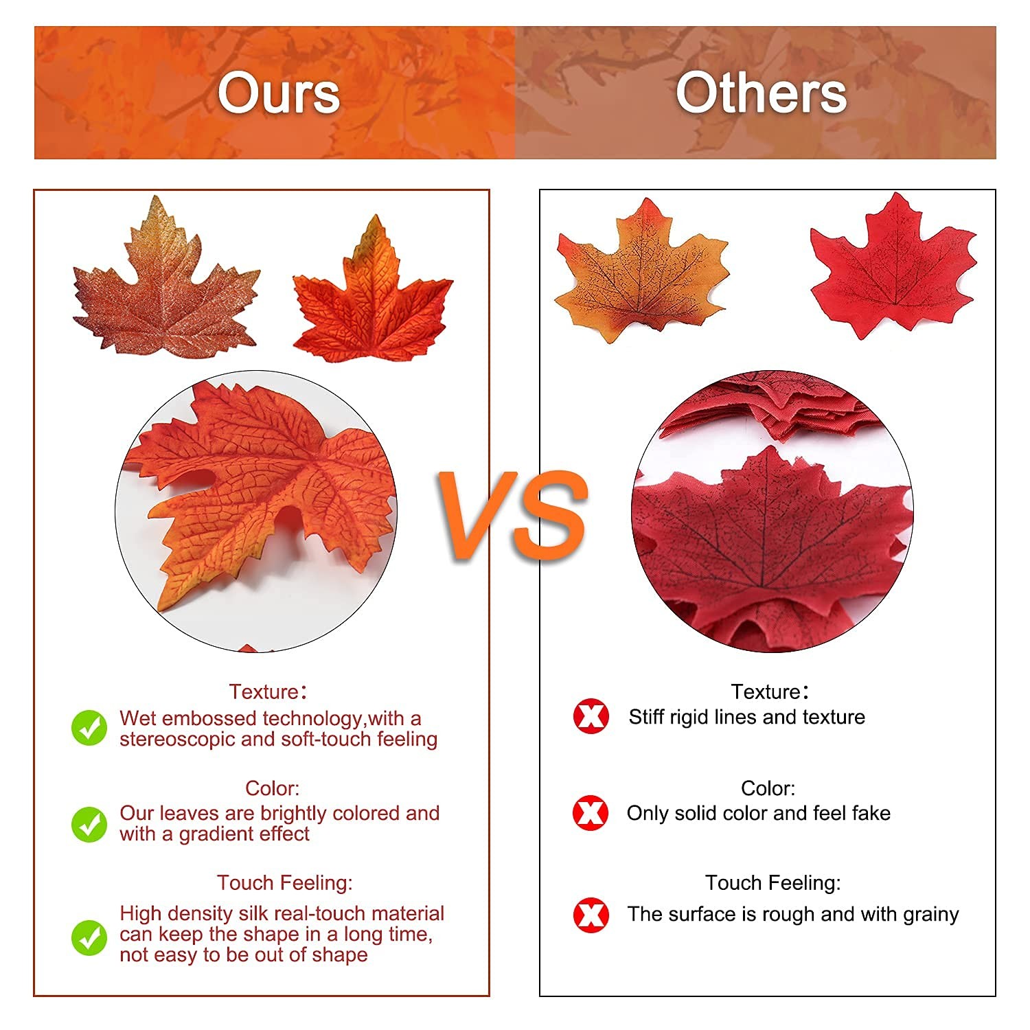 120 Pcs Assorted Color Fake Fall Maple Leaves Silk Artificial Autumn Sheet