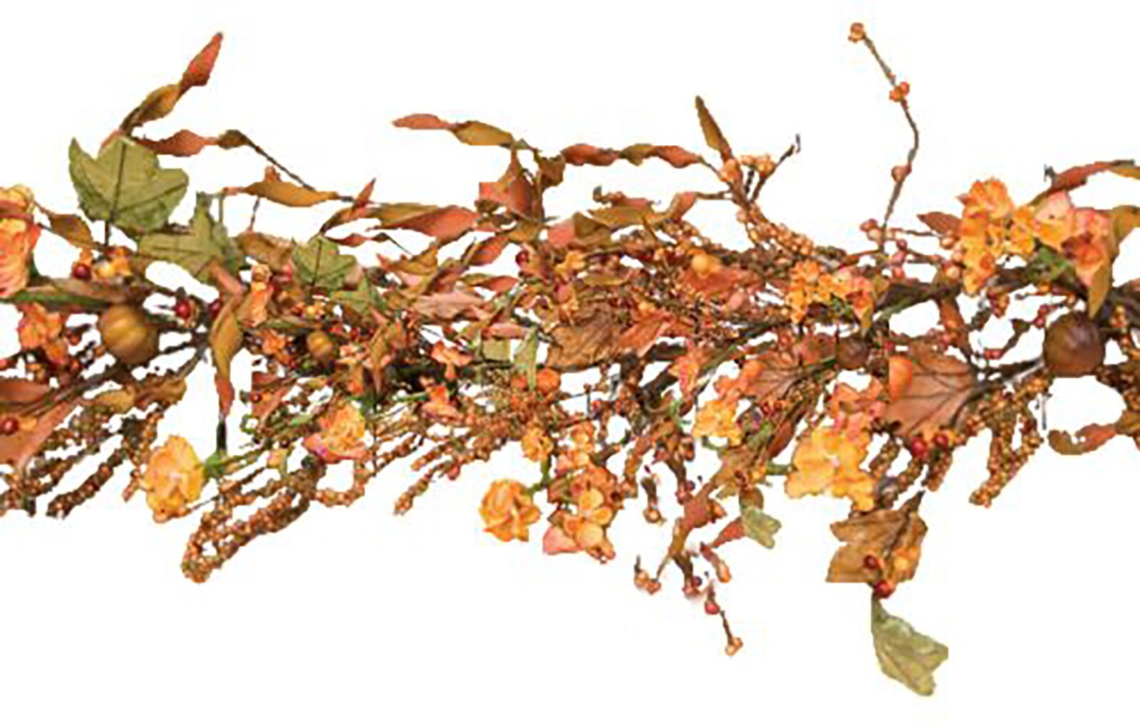 4 ft GARLAND-Fall Flowers leaves mini pumpkin pips berries Artificial Greenery
