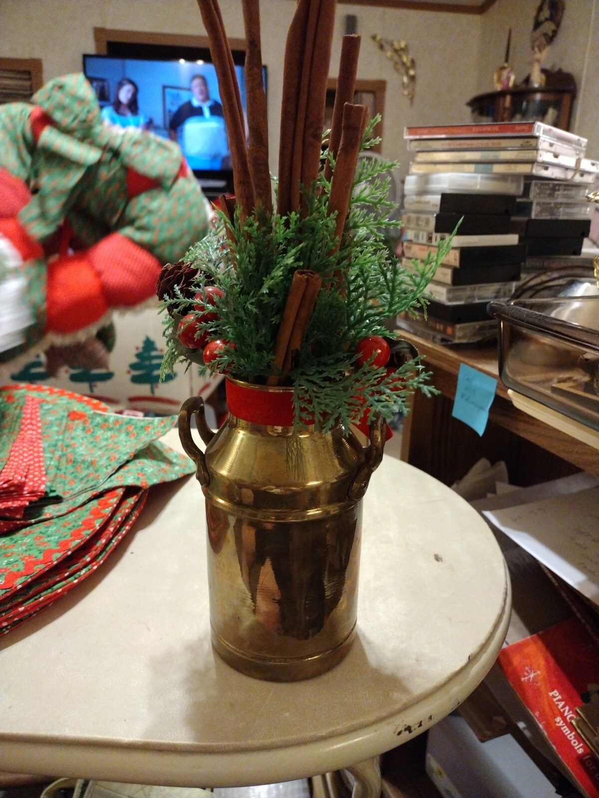 Brass Canister With Cinnamon Sticks Arangement