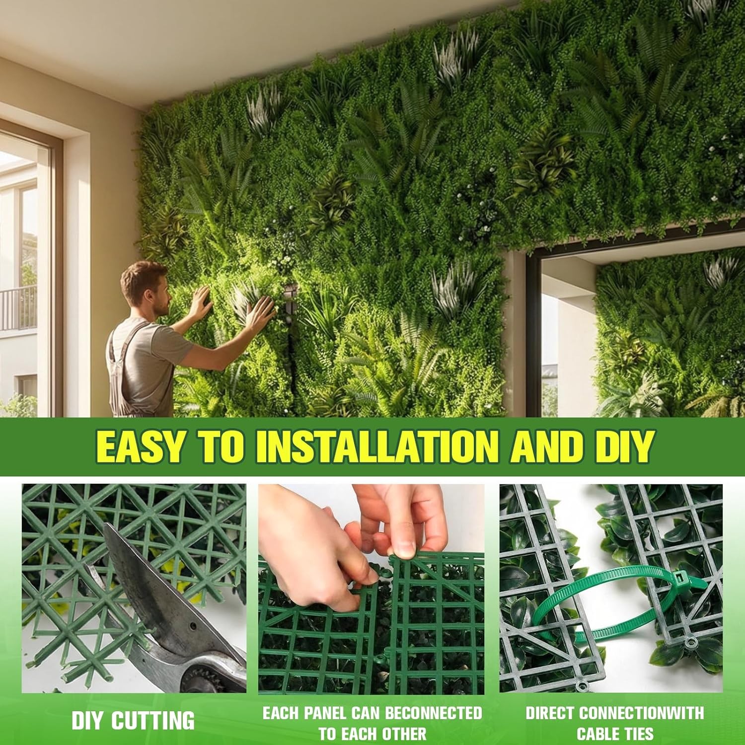 3PCS 40×40″ Artificial Boxwood Wall Hedge Mat Plant Panels Grass Fence Outdoor